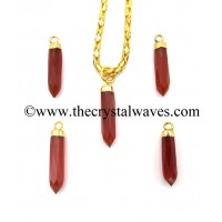 Red Onyx Chalcedony Small Bullet Gold Electroplated Pendant